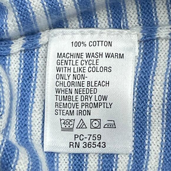 Izod Blue and White All Cotton V-Neckline Knit Top Women’s Size Medium - Picture 8 of 10